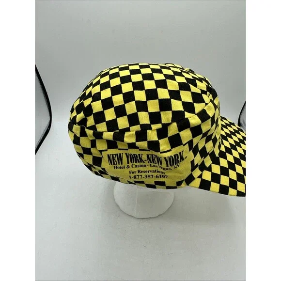 Baseball Cap New York Casino Las Vegas Taxi Cab Snapback Vintage Checkered - Picture 10 of 13